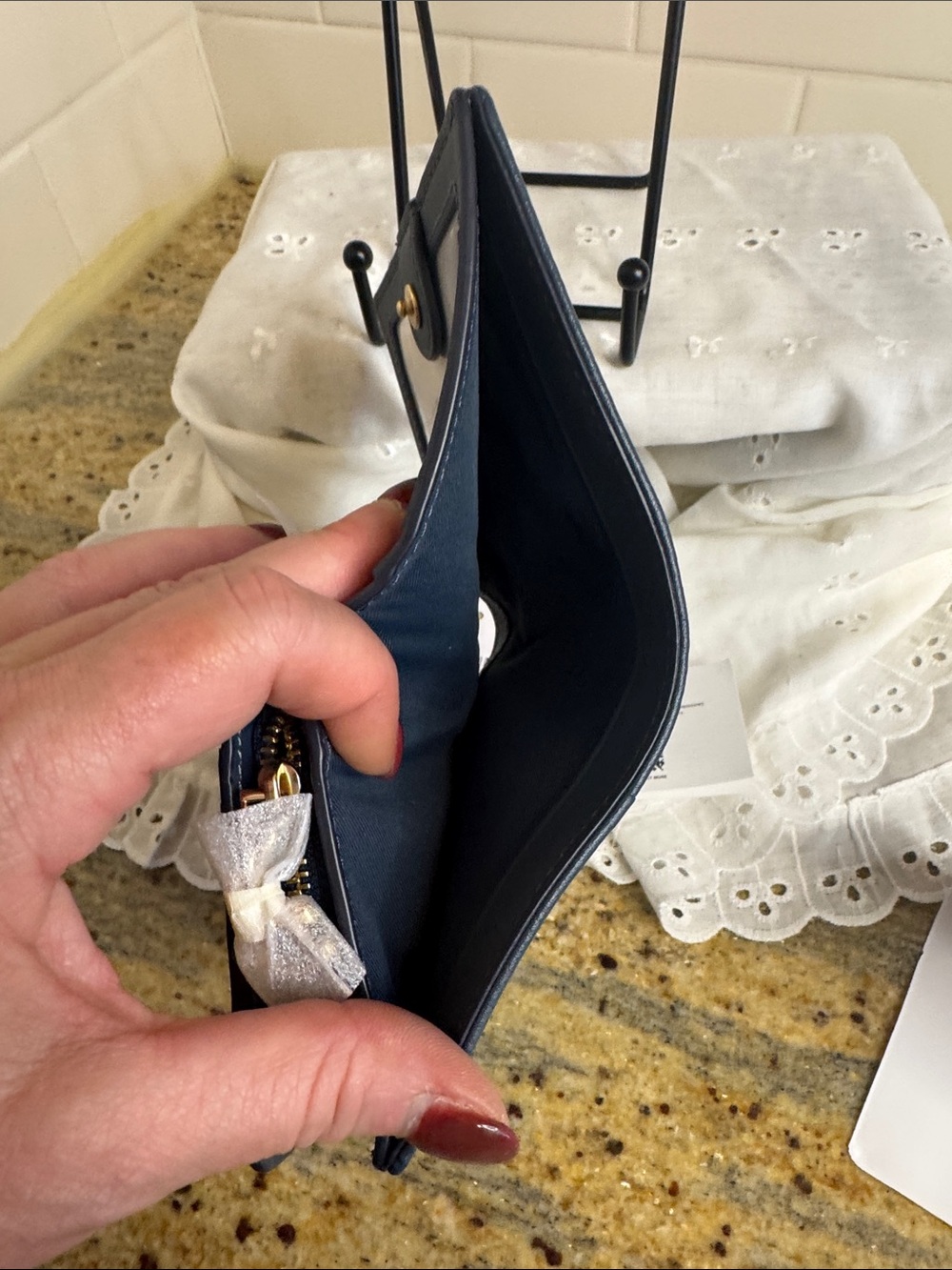COACH Denim Signature Bifold Wallet - Light Blue with Navy Trim ! - Picture 4 of 12